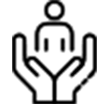 אייקון ידיים ואדם במרכז